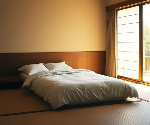 畳の上の従来の布団