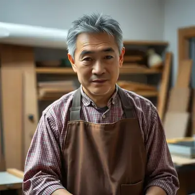 鈴木さん、フレーム職人